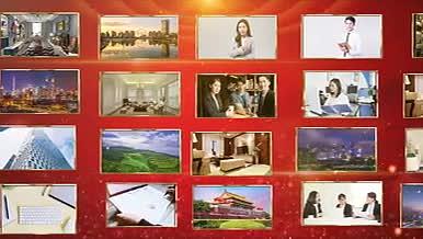 红色金字粒子党政军警照片汇聚AE模板视频的预览图